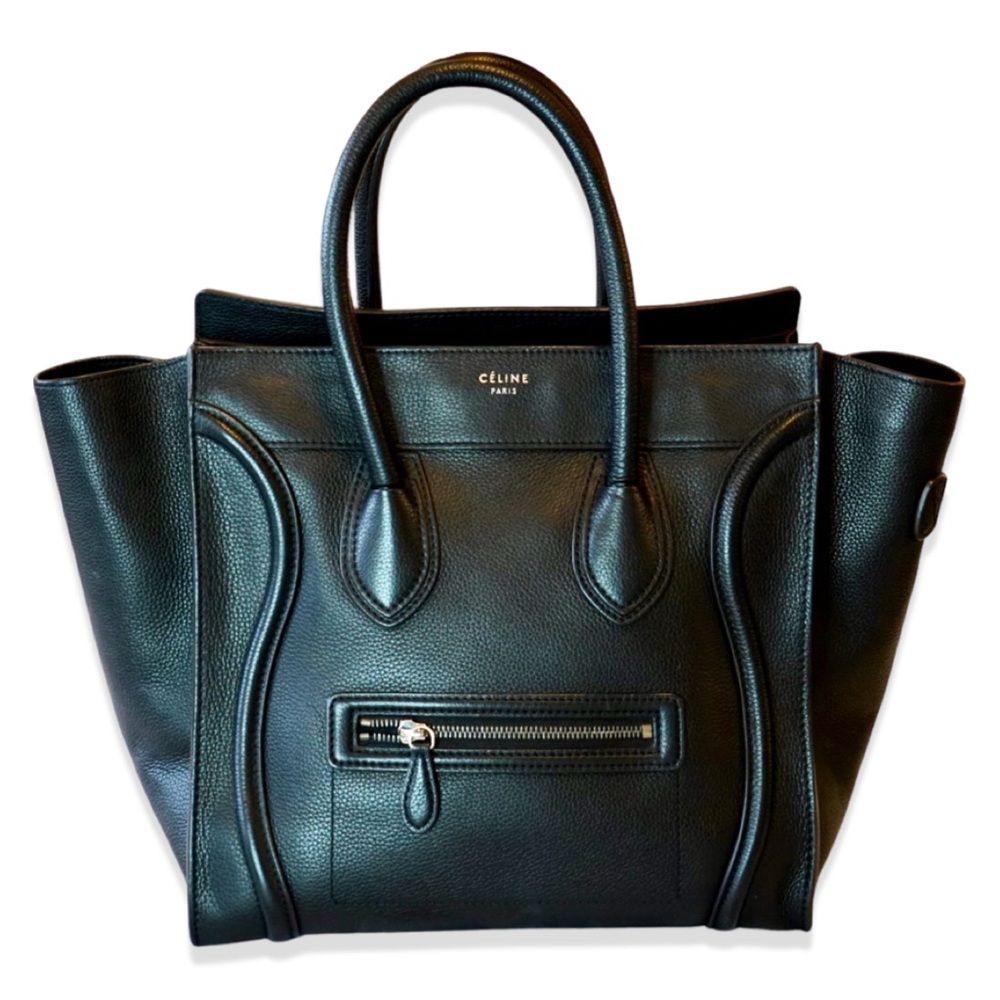 CELINE Mini Luggage Bag in Drummed Calfskin Black Authentic